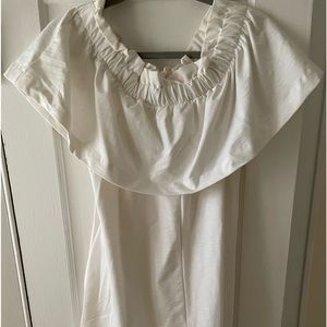 Off the shoulder white mini dress